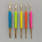 5 kom/set Plastične kukiče u boji, silikonske ručke, zlatne dvostruke aluminijske igle za pletenje DIY alat za pletenje, set kukica