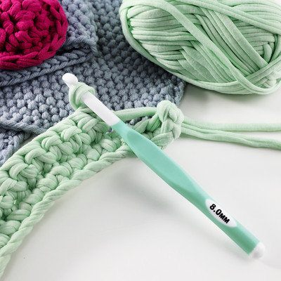 Hot 1 Pcs TPR Soft Handle Crochet Hook Candy Colors Crochet Needle Set ABS Πλεκτομηχανές Γάντζος για οποιοδήποτε νήμα μέγεθος 8,0-15,0mm