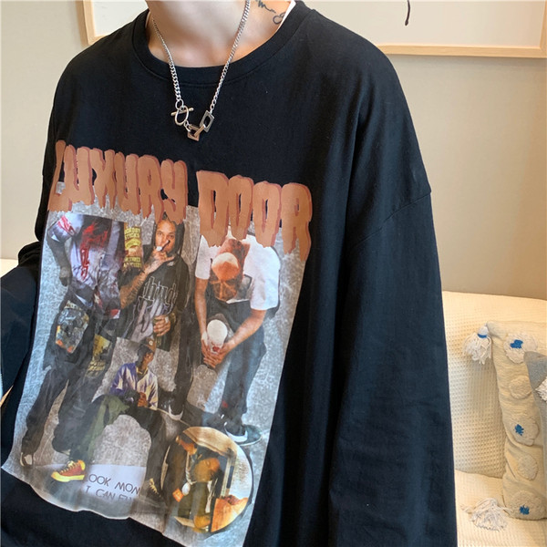 Meeste vabaaja pluus trükiga - valget ja musta värvi