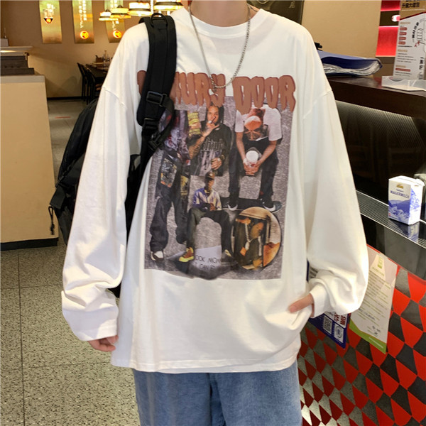 Meeste vabaaja pluus trükiga - valget ja musta värvi