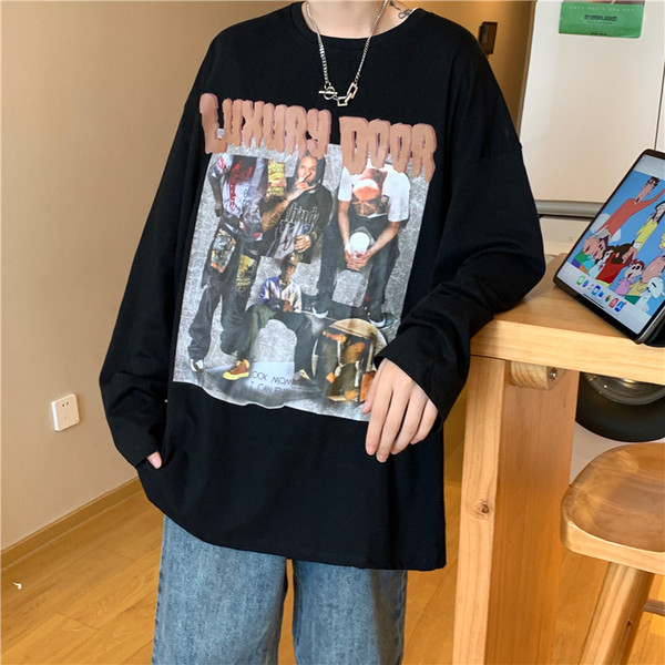 Meeste vabaaja pluus trükiga - valget ja musta värvi