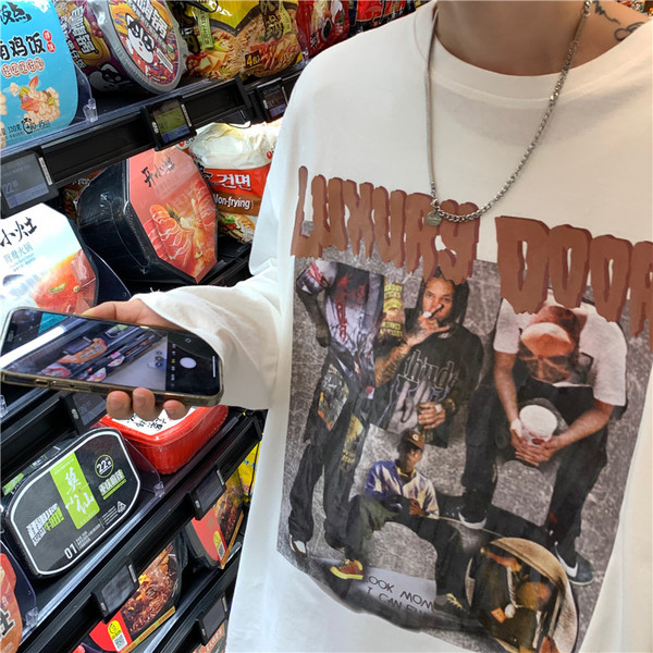 Meeste vabaaja pluus trükiga - valget ja musta värvi