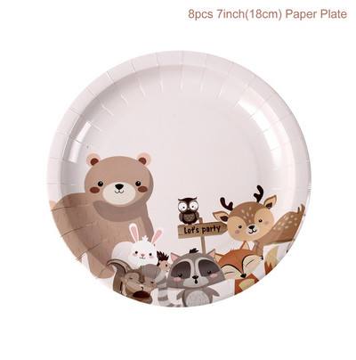 Životinje iz šumske džungle Jednokratno posuđe Dekoracija džungle Safari potrepštine za zabavu Dekoracija za 1. rođendan Dekoracija za bebe