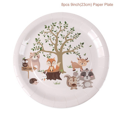 Životinje iz šumske džungle Jednokratno posuđe Dekoracija džungle Safari potrepštine za zabavu Dekoracija za 1. rođendan Dekoracija za bebe