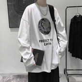 Ανδρική μπλούζα casual με στάμπα - φαρδύ μοντέλο