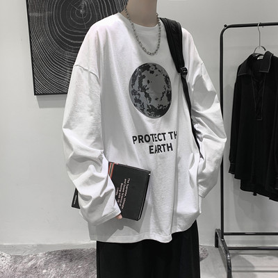 Ανδρική μπλούζα casual με στάμπα - φαρδύ μοντέλο