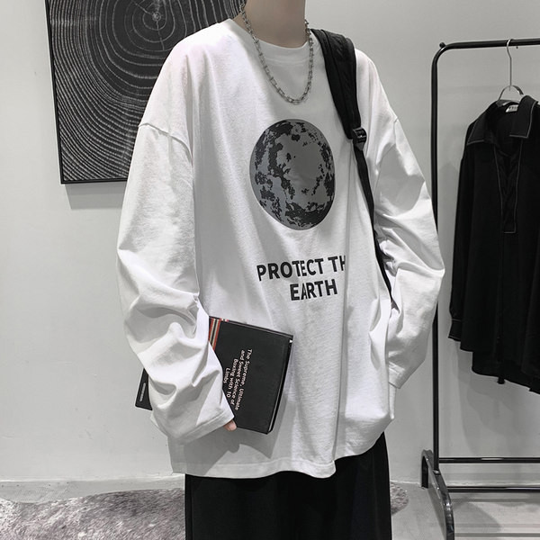 Ανδρική μπλούζα casual με στάμπα - φαρδύ μοντέλο