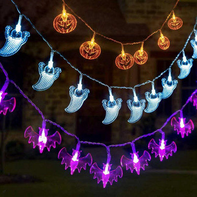 1.5M 10LED Halloween Led Light Pumpkin Bat Ghost String Lamp Vising Ornament Happy Halloween Party Horror Decoration For Home