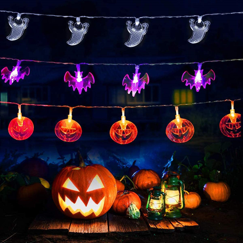 1.5m Halloween Party Led Light String Purple Bat Party Pumkin Horror Ghost Festival Party Happy Halloween Party Decor for Home