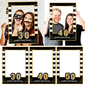 Черен златен фон за рожден ден 30 40 50 години Декор за парти за рожден ден Възрастен 30-ти 40-ти 50-ти рожден ден Консумативи за парти годишнина