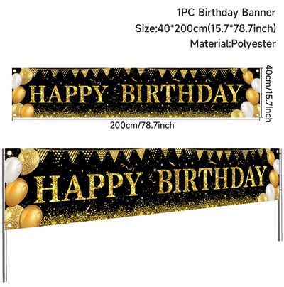 Mustkuldne sünnipäevataust 30 40 50 aastane sünnipäevapeo sisustus Täiskasvanu 30. 40. 50. sünnipäevapeo tarvikute aastapäev