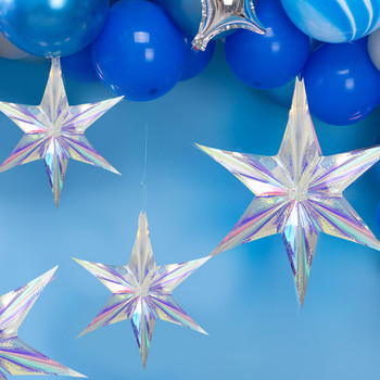 3 бр. Голямо блестящо лазерно парти Направи си сам висящ орнамент Звездна висулка Рожден ден Сватба Babyshower Фестивално парти Зимен коледен декор