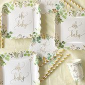 Oh Beebi ühekordsed lauanõud Pabertaldrikud Tassid Sugu paljastavad peokaunistused Beebi duši sisekujundustarbed