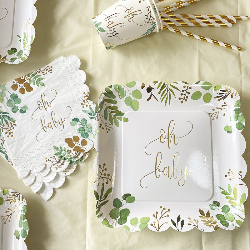 Oh Beebi ühekordsed lauanõud Pabertaldrikud Tassid Sugu paljastavad peokaunistused Beebi duši sisekujundustarbed