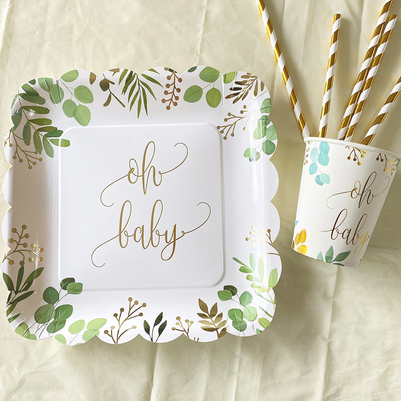 Oh Beebi ühekordsed lauanõud Pabertaldrikud Tassid Sugu paljastavad peokaunistused Beebi duši sisekujundustarbed