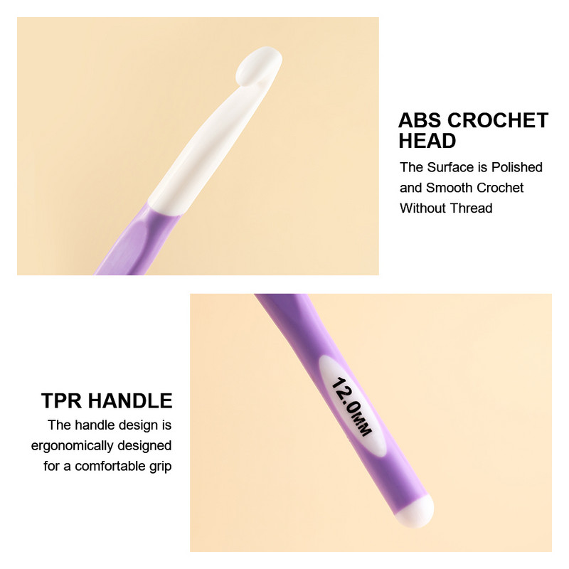 2022 Noul set de cârlige de croșetat ABS Grip ergonomic Ace de croșetat TPR moale Fire și lână So Weave 4 dimensiuni 8-15MM Instrument de cusut Cadou