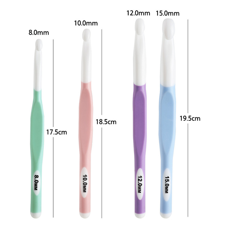 2022 Noul set de cârlige de croșetat ABS Grip ergonomic Ace de croșetat TPR moale Fire și lână So Weave 4 dimensiuni 8-15MM Instrument de cusut Cadou