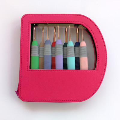 QZLKNIT 9tk/komplekt Kotiga 2,0mm-6,0mm Kommivärvi alumiiniumist heegeldatud plastikust käepidemega DIY kudumisvardad õmblustööriistad