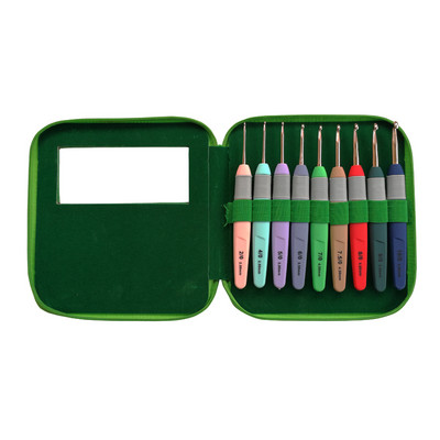 QZLKNIT 9tk/komplekt Kotiga 2,0mm-6,0mm Kommivärvi alumiiniumist heegeldatud plastikust käepidemega DIY kudumisvardad õmblustööriistad