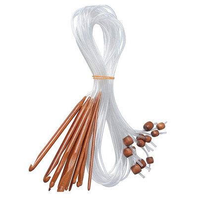 12 tk/komplekt 10–3 mm naturaalsest bambusest painduvad Afganistani Tuneesia vaiba heegelnõelad, juhusliku värviga läbipaistvad 120 cm pikad