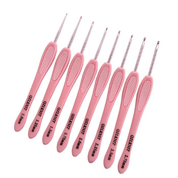 8 ΤΕΜ/Σετ Εργαλεία πλεξίματος ροζ χρώματος Βελόνες πουλόβερ ABS Πλαστική λαβή βελονάκι