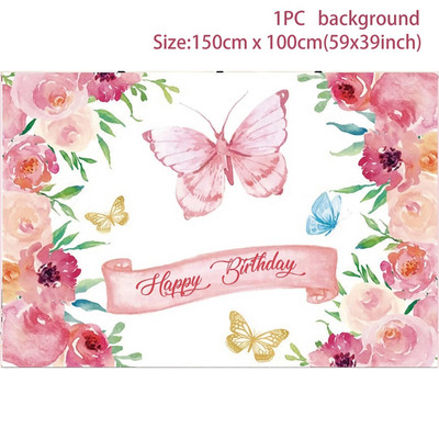 Set posuđa za jednokratnu upotrebu leptir Papirnati tanjur Salveta Banner Sretne djevojke Dekoracije za rođendansku zabavu Dječji pribor za tuširanje