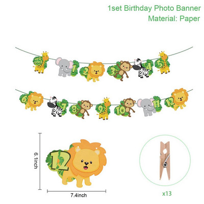 Детски банер за рожден ден Wild One 2nd Years Happy Birthday Party Decorations Tropical Kids Girl Boy Baby Shower Babyshower Decor