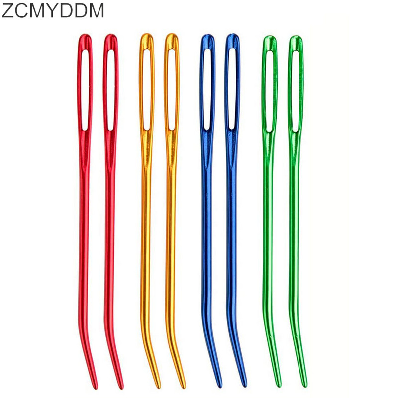 ZCMYDDM 2τμχ Βελόνα πλεξίματος με νήματα μεγάλου ματιού για ταπετσαρία με λυγισμένη άκρη αλουμινίου Darning Needlework Craft DIY Εργαλεία ραπτικής