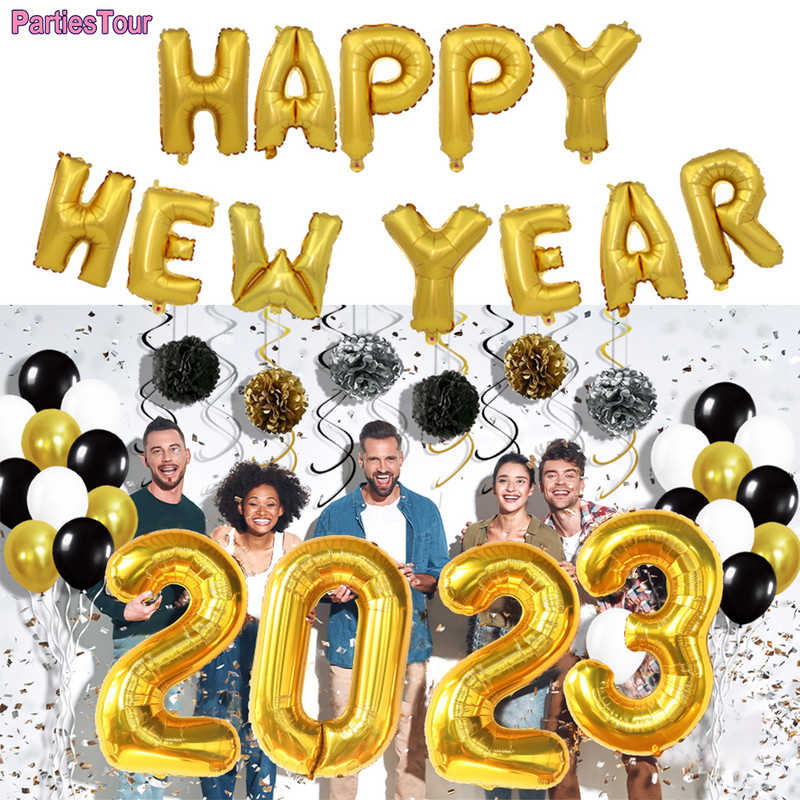 2023. aasta uusaasta õhupallibännerite fotokabiini rekvisiit 2023. aasta uusaasta peokaunistus õhupallid Head uut aastat jõulupeokaunistus