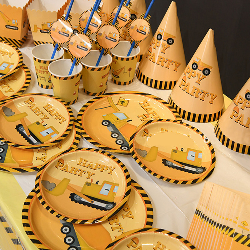 Statybinės spragėsių dėžutės Statybinės gimtadienio šventės Spragėsių dėžutės berniukams Statybos teminės gimtadienio šventės dekoravimo reikmenys