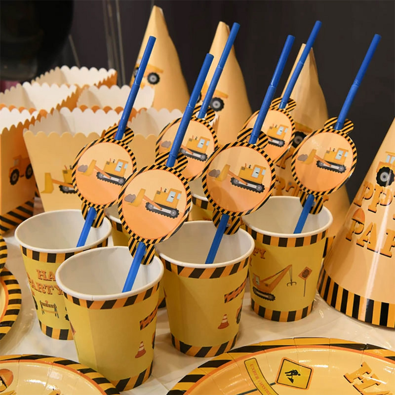 Statybinės spragėsių dėžutės Statybinės gimtadienio šventės Spragėsių dėžutės berniukams Statybos teminės gimtadienio šventės dekoravimo reikmenys