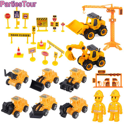 Οχήματα κατασκευών Toy Truck Forklift Bulldozer Road Roller Excavator Dump Truck Tractor Mini Vehicle Truck για παιδιά Γενέθλια