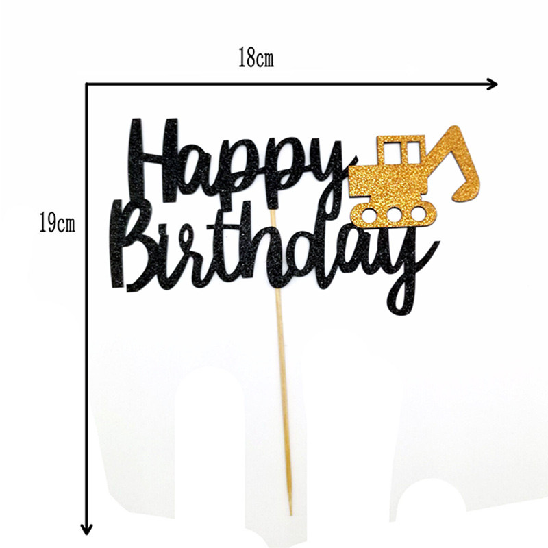 Mașină de săpat pentru inginerie pentru vehicule de construcții Decorare pentru tort Copii Băieți La mulți ani Rechizite pentru tacamuri