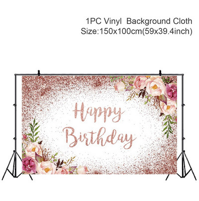 Palju õnne sünnipäevaks Tüdrukute roosikuldne õhupall Ühekordsed lauanõud Baby Shower Ühe aasta 1. sünnipäevapeo kaunistused