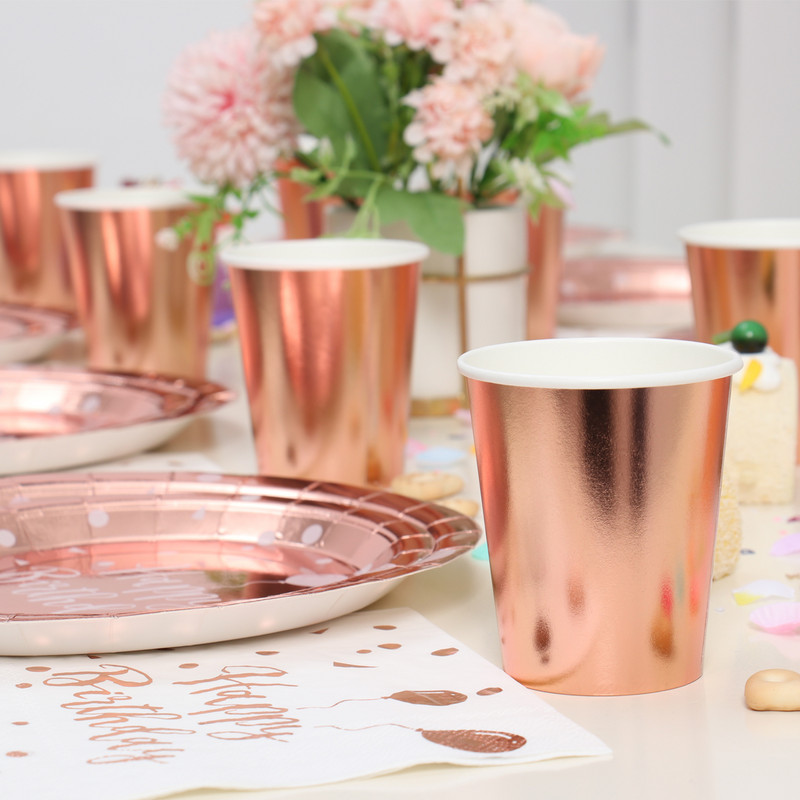 Palju õnne sünnipäevaks Tüdrukute roosikuldne õhupall Ühekordsed lauanõud Baby Shower Ühe aasta 1. sünnipäevapeo kaunistused