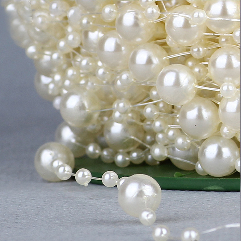 5m DIY Γιρλάντα Τεχνητές μαργαριταρένιες χάντρες Αλυσίδα Διακόσμηση Γάμου Τραπέζι Κεντρικά Προμήθειες Ανθοδέσμη νύφης Αξεσουάρ μαλλιών Λουλούδι