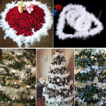 2m Φυσικό φτερό Boa Strip Χριστουγεννιάτικο πάρτι με κορδέλα διακόσμηση Χριστουγεννιάτικο δέντρο White Diy Craft Wedding Supplies Αξεσουάρ Grament