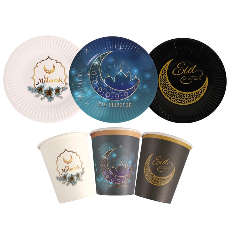 Eid Mubarak tanjuri Banner Balon Posuđe Ramazanska dekoracija 2023 Ramazan Kareem Islamska muslimanska zabava Dekoracija Eid Al Adha Pokloni
