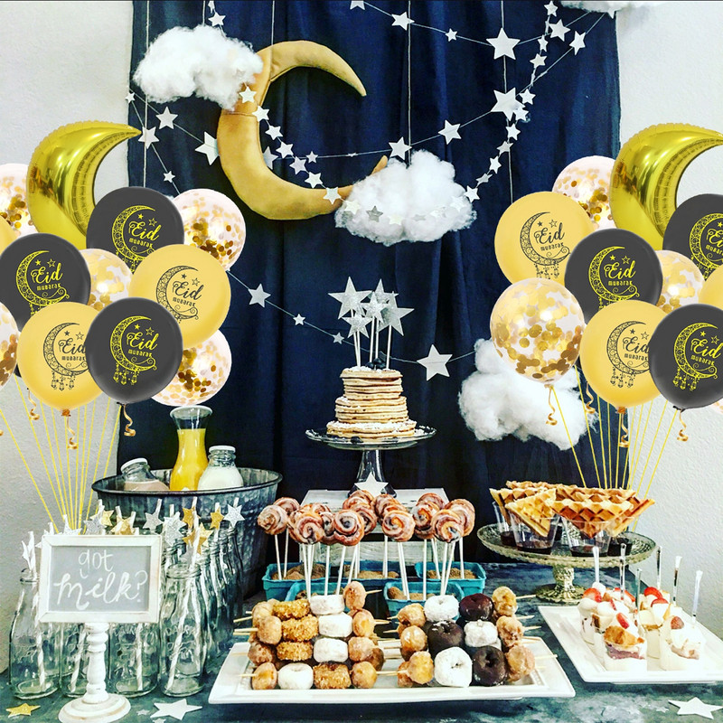 Eid Mubarak tanjuri Banner Balon Posuđe Ramazanska dekoracija 2023 Ramazan Kareem Islamska muslimanska zabava Dekoracija Eid Al Adha Pokloni