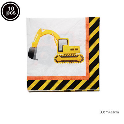 Građevinarstvo Serija buldožera Set posuđa za jednokratnu upotrebu Papirnate čaše Tanjuri bager Kamion Balon Dekoracija za dječačku rođendansku zabavu