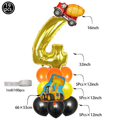 Građevinarstvo Serija buldožera Set posuđa za jednokratnu upotrebu Papirnate čaše Tanjuri bager Kamion Balon Dekoracija za dječačku rođendansku zabavu