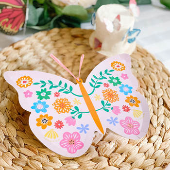 Нова пролетна пеперуда за еднократна употреба Парти комплект хартиена чиния Салфетка Банер Честит рожден ден Декорация за парти Baby Shower Girl