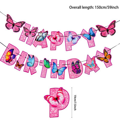 New Spring Butterfly Σετ πάρτι σερβίτσιο μιας χρήσης χάρτινο πιάτο χαρτοπετσέτα πανό Χρόνια πολλά Διακόσμηση για πάρτι Baby Shower Girl