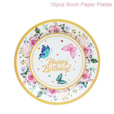 New Spring Butterfly Σετ πάρτι σερβίτσιο μιας χρήσης χάρτινο πιάτο χαρτοπετσέτα πανό Χρόνια πολλά Διακόσμηση για πάρτι Baby Shower Girl