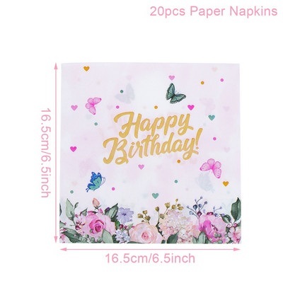 New Spring Butterfly Σετ πάρτι σερβίτσιο μιας χρήσης χάρτινο πιάτο χαρτοπετσέτα πανό Χρόνια πολλά Διακόσμηση για πάρτι Baby Shower Girl