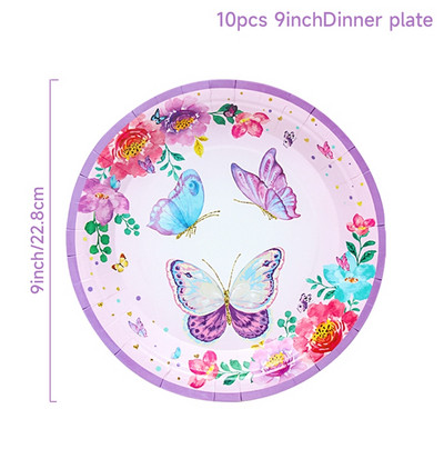 New Spring Butterfly Σετ πάρτι σερβίτσιο μιας χρήσης χάρτινο πιάτο χαρτοπετσέτα πανό Χρόνια πολλά Διακόσμηση για πάρτι Baby Shower Girl