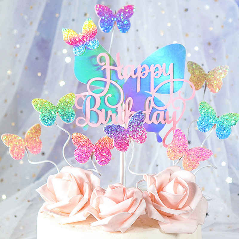 New Spring Butterfly Σετ πάρτι σερβίτσιο μιας χρήσης χάρτινο πιάτο χαρτοπετσέτα πανό Χρόνια πολλά Διακόσμηση για πάρτι Baby Shower Girl