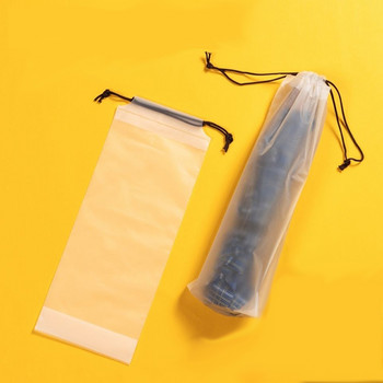1/2/10Pcs Ματ ημιδιαφανής πλαστική τσάντα Τσάντα αποθήκευσης ομπρέλας Επαναχρησιμοποιήσιμη φορητή ομπρέλα με κορδόνι για περίσφιξη Κάλυμμα αποθήκευσης Αποθήκευση σπιτιού