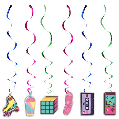 Disko 70-ndad 80-ndad 90-ndad rippuvad pööriskaunistused Raadio-rulluisud heeliumõhupallid 80-ndate 90-ndate sünnipäevakaunistused