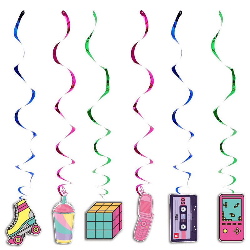 Disko 70-ndad 80-ndad 90-ndad rippuvad pööriskaunistused Raadio-rulluisud heeliumõhupallid 80-ndate 90-ndate sünnipäevakaunistused